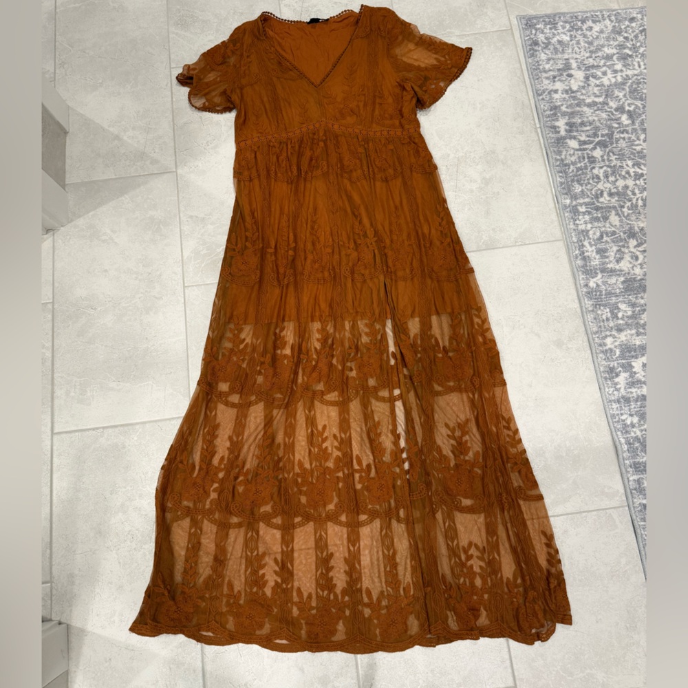 Shyanne Floral Lace Split Leg Maxi Dress
